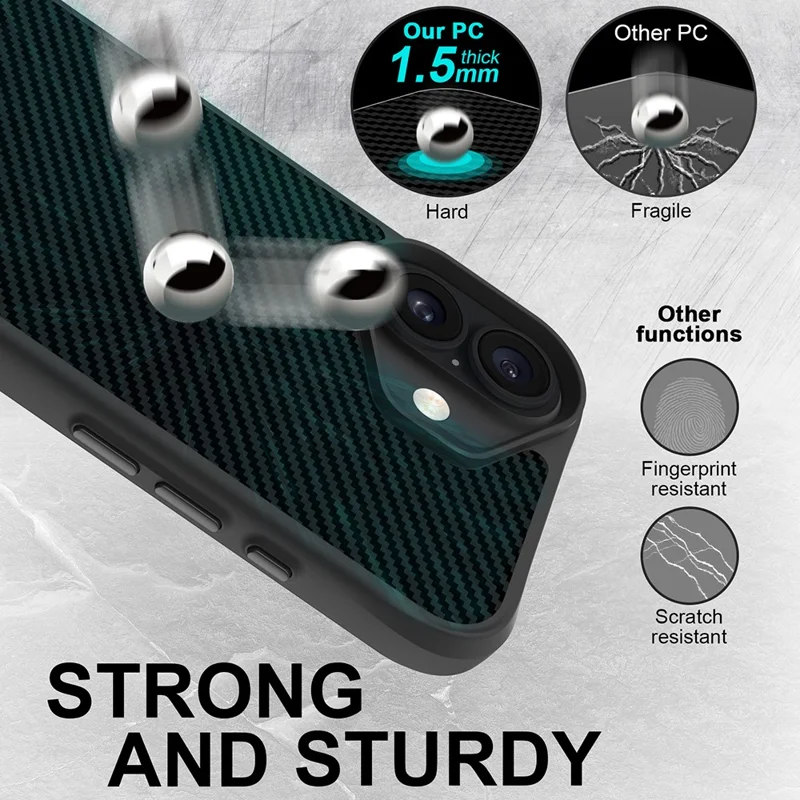 For iPhone 17 Case Carbon Fiber Texture Shockproof TPU + PC Phone Back Cover - Black