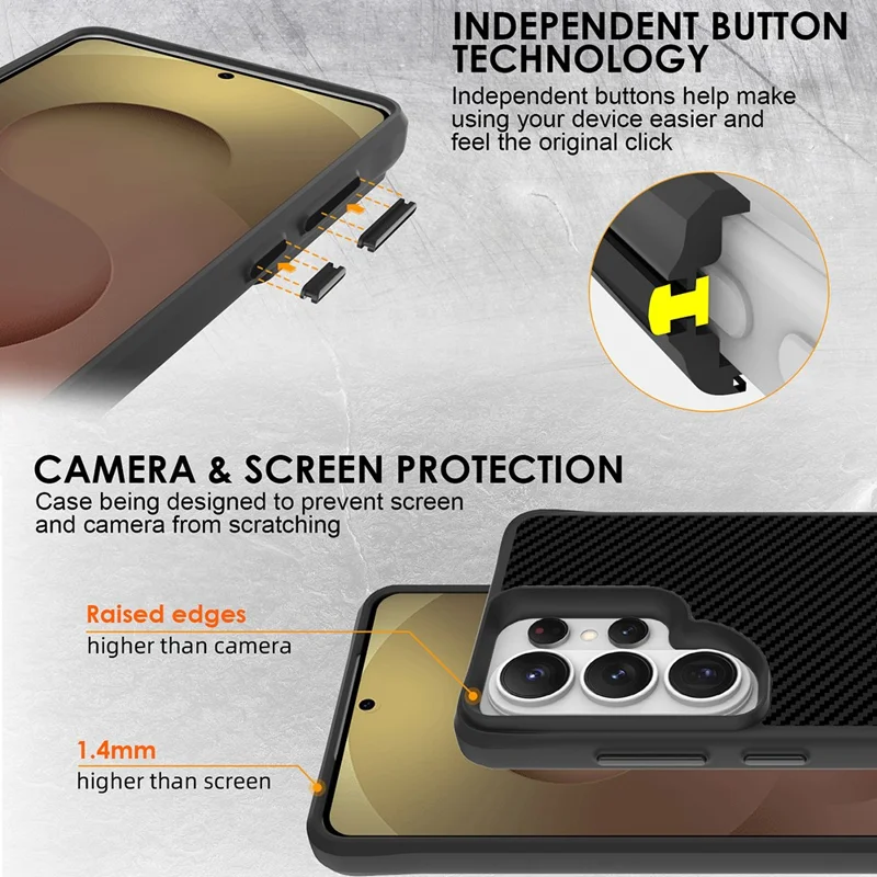 Samsung Galaxy S26 Ultra-hoesje met koolstofvezelstructuur Schokbestendig TPU + PC-achterkant voor telefoon - Zwart