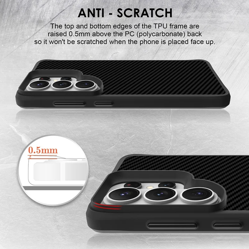 Samsung Galaxy S26 Ultra-hoesje met koolstofvezelstructuur Schokbestendig TPU + PC-achterkant voor telefoon - Zwart