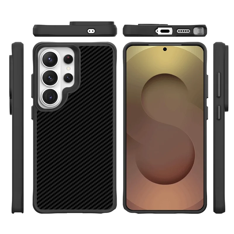 Samsung Galaxy S26 Ultra-hoesje met koolstofvezelstructuur Schokbestendig TPU + PC-achterkant voor telefoon - Zwart