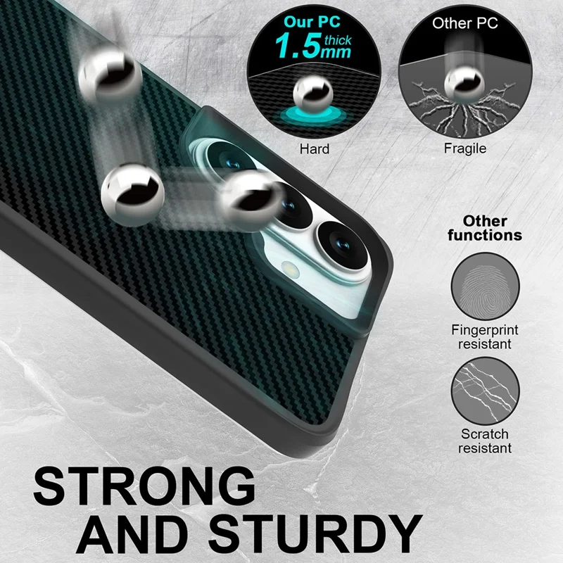 For Samsung Galaxy S25  /  S24 Case Carbon Fiber Texture Shockproof TPU + PC Phone Back Cover - Black