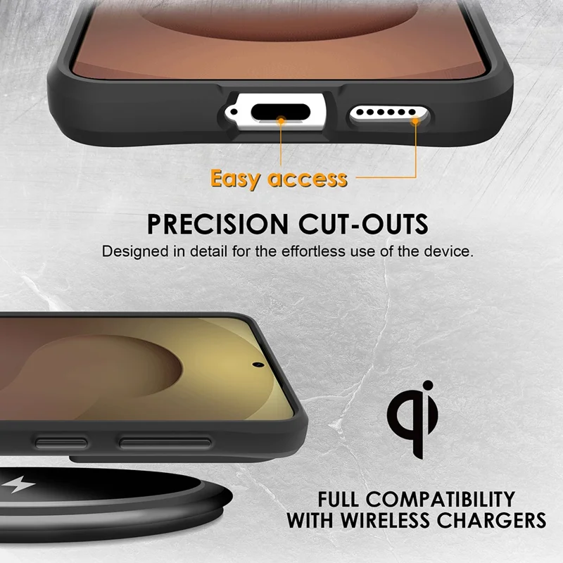 For Samsung Galaxy S25+  /  S24+ Case Carbon Fiber Texture Shockproof TPU + PC Phone Back Cover - Black