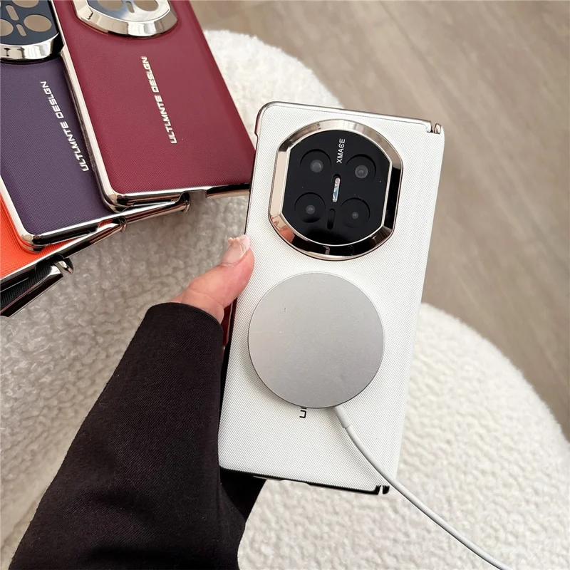 GKK для Huawei Mate X7 чехол с тканевой текстурой, с защитой шарнира с двойной осью, кожаный чехол из поликарбоната - белый