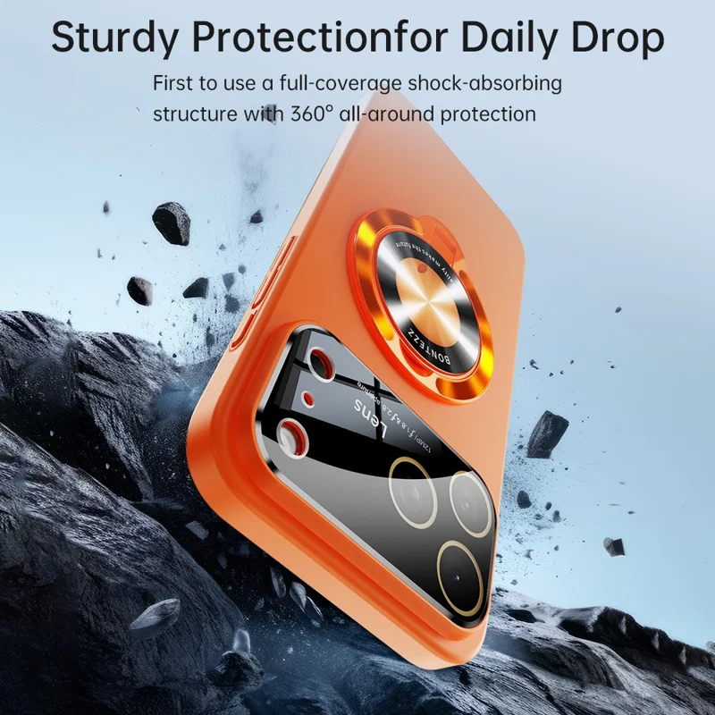 For iPhone 17 Pro Magnetic Case Ultra-thin TPU Anti-drop Phone Cover with Kickstand and Tempered Glass Compatible with MagSafe - Red