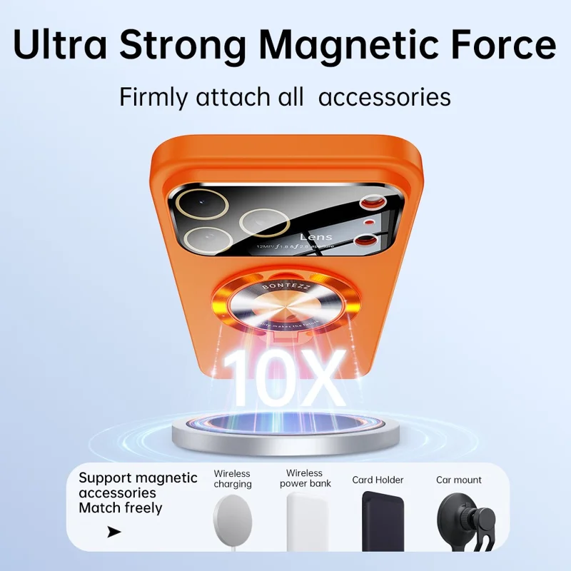 For iPhone 17 Pro Max Magnetic Case Ultra-thin TPU Anti-drop Phone Cover with Kickstand and Tempered Glass Compatible with MagSafe - Black