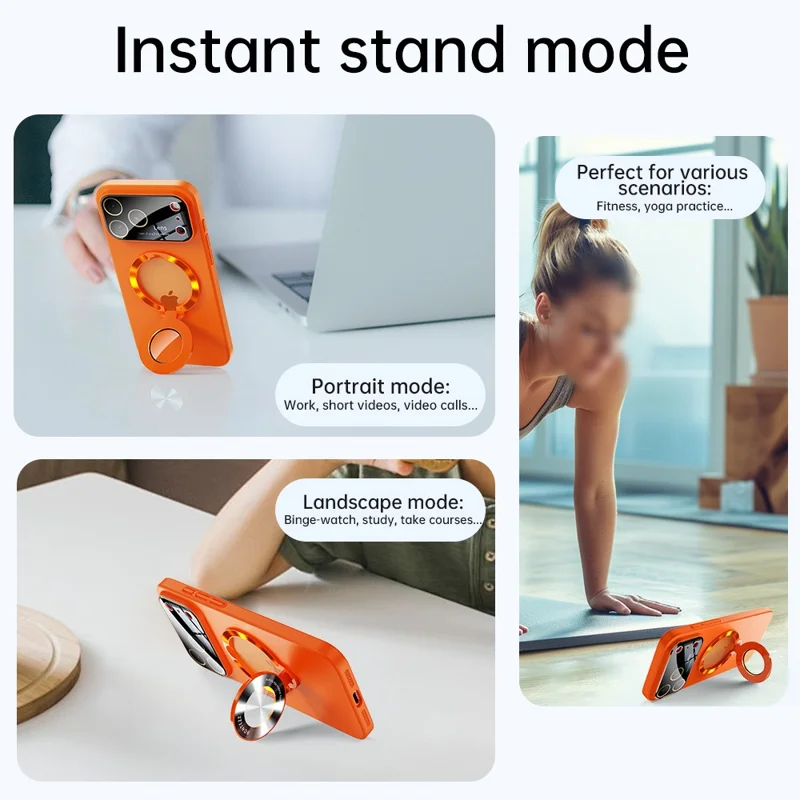 For iPhone 17 Pro Max Magnetic Case Ultra-thin TPU Anti-drop Phone Cover with Kickstand and Tempered Glass Compatible with MagSafe - Black