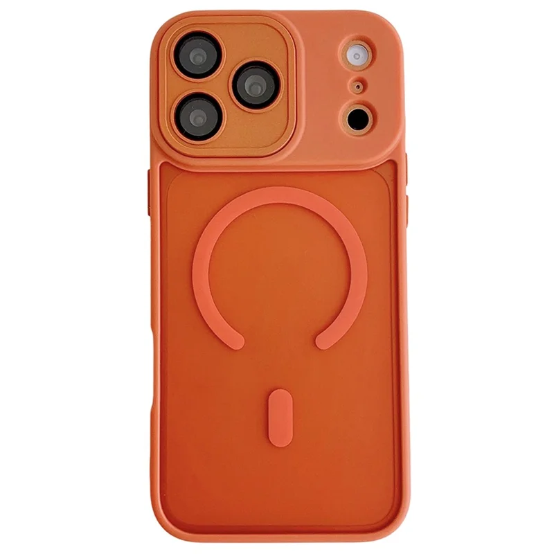 For iPhone 17 Pro Max Matte Case PC + TPU All-wrapped Protection Magnetic Phone Cover with Tempered Glass Compatible with MagSafe - Orange