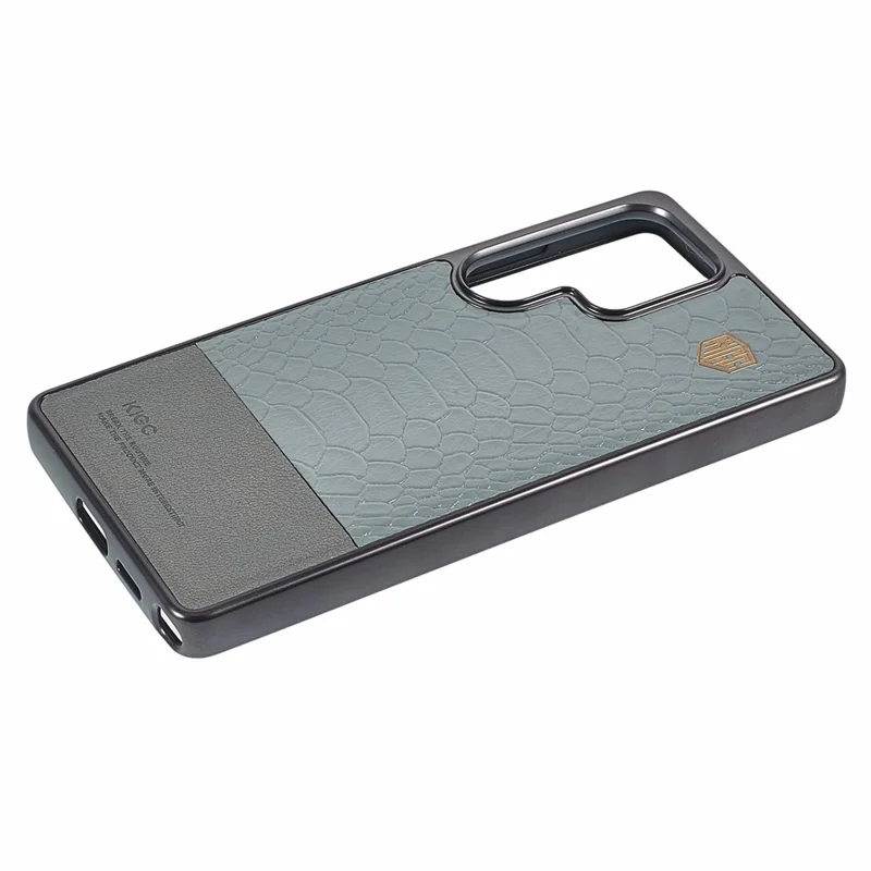 KIGC For Samsung Galaxy S26 Ultra Magnetic Case Electroplated Hybrid Phone Cover Crocodile Texture - Grey