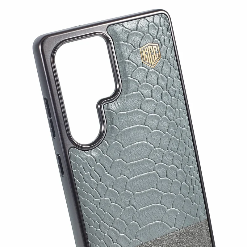 KIGC For Samsung Galaxy S26 Ultra Magnetic Case Electroplated Hybrid Phone Cover Crocodile Texture - Grey