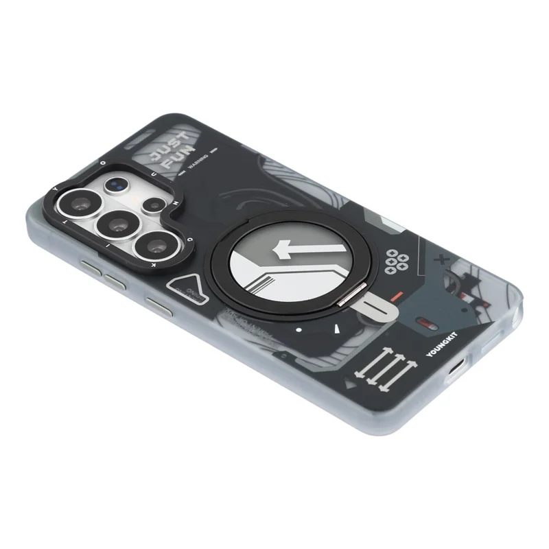 YOUNGKIT för Samsung Galaxy S26 Ultra Magnetisk Skal med Roterande Stöd IMD TPU Mobilskal - Svart