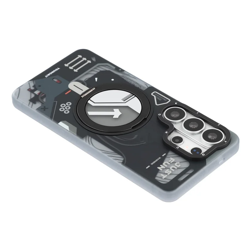 YOUNGKIT för Samsung Galaxy S26 Ultra Magnetisk Skal med Roterande Stöd IMD TPU Mobilskal - Svart