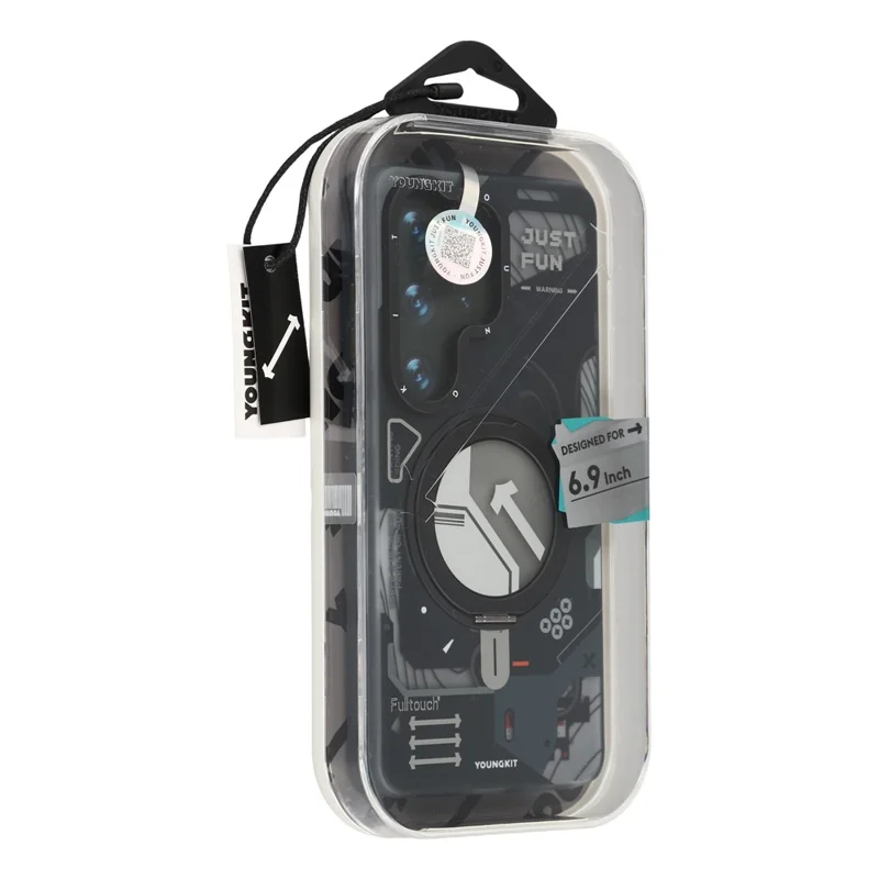 YOUNGKIT för Samsung Galaxy S26 Ultra Magnetisk Skal med Roterande Stöd IMD TPU Mobilskal - Svart