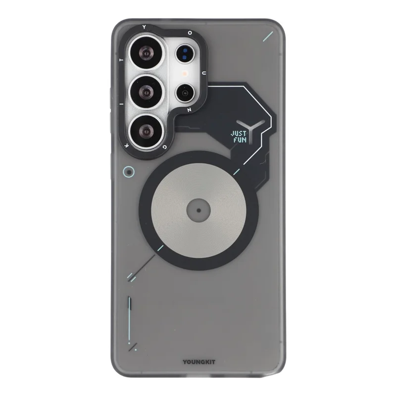 YOUNGKIT For Samsung Galaxy S26 Ultra Magnetic Case Unique Disc Design TPU + PC Phone Back Cover - Dark Grey