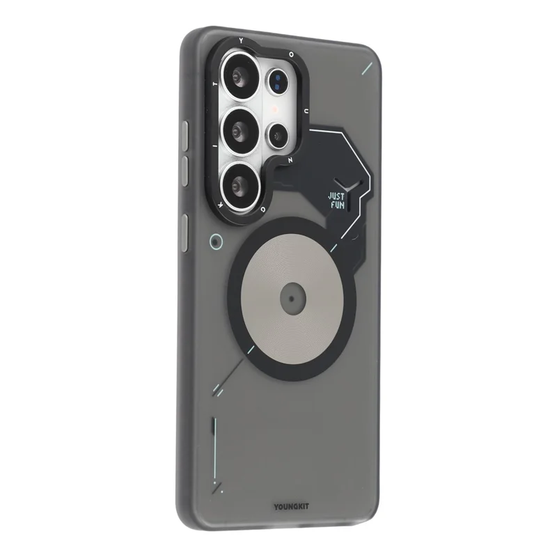 YOUNGKIT For Samsung Galaxy S26 Ultra Magnetic Case Unique Disc Design TPU + PC Phone Back Cover - Dark Grey