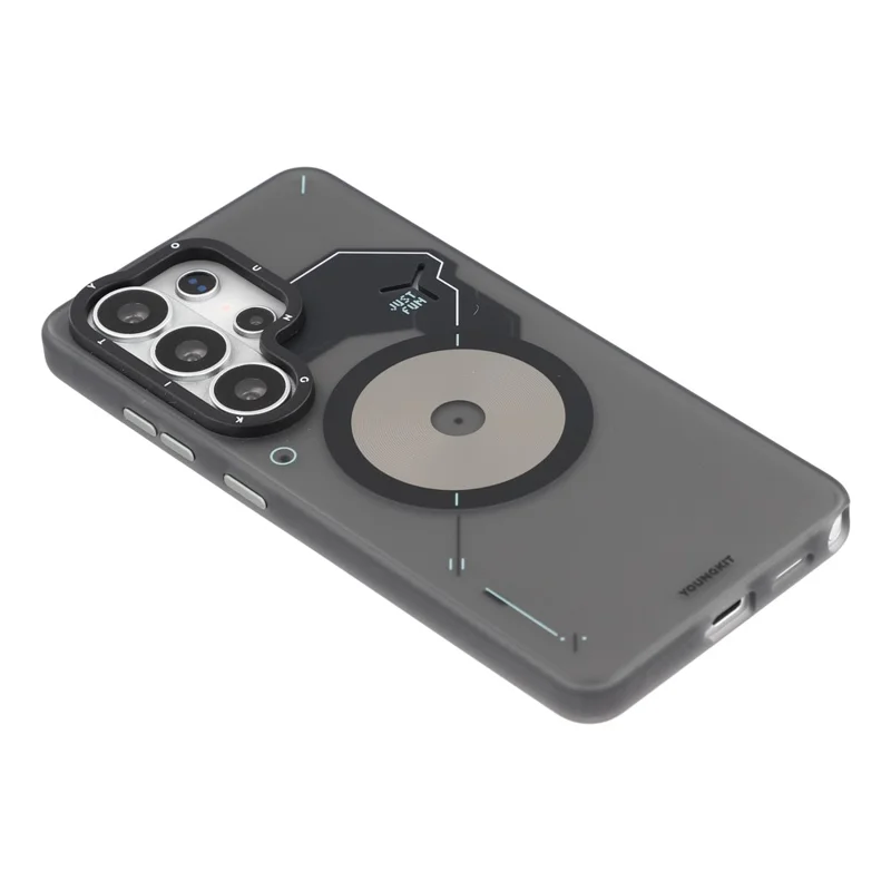 YOUNGKIT For Samsung Galaxy S26 Ultra Magnetic Case Unique Disc Design TPU + PC Phone Back Cover - Dark Grey