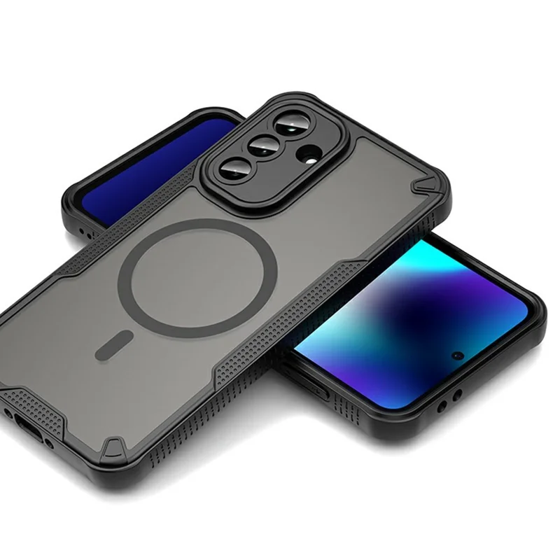 For Samsung Galaxy A37 5G Magnetic Case TPU + PC Phone Back Cover - Black