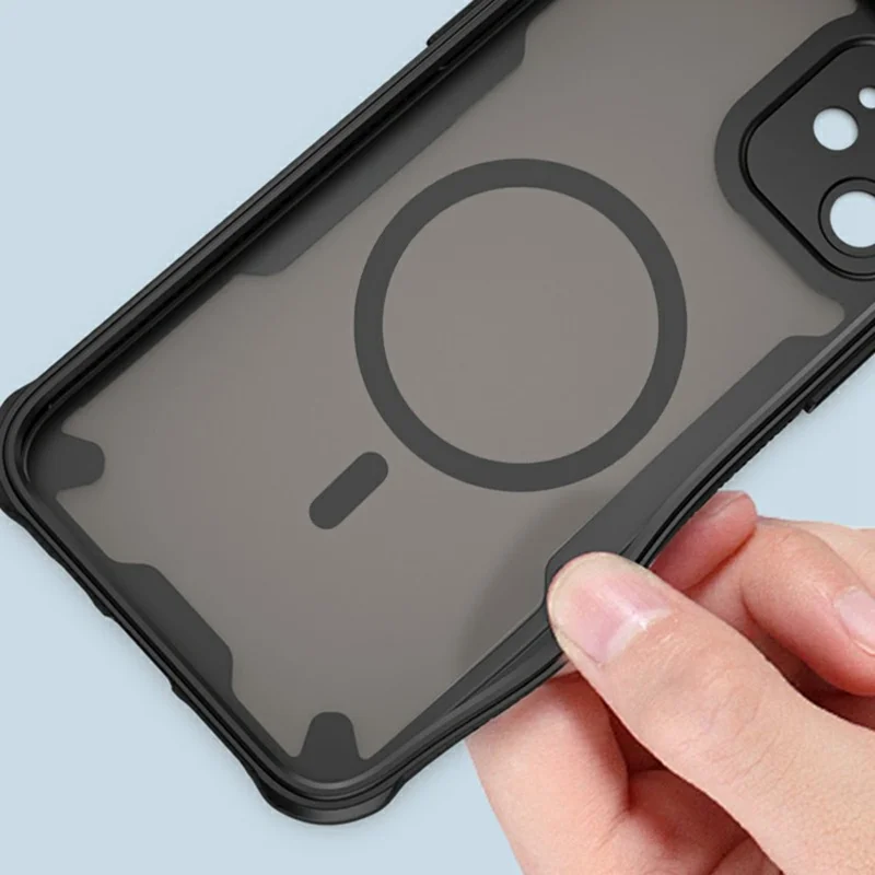 For Samsung Galaxy A37 5G Magnetic Case TPU + PC Phone Back Cover - Black