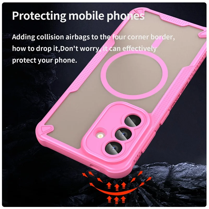 Магнитный чехол для Samsung Galaxy A57 5G, задняя крышка из ТПУ + поликарбоната — розовый