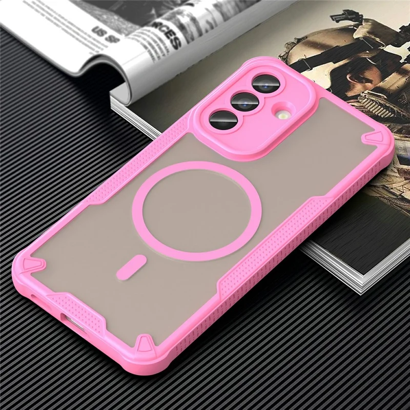 Магнитный чехол для Samsung Galaxy A57 5G, задняя крышка из ТПУ + поликарбоната — розовый