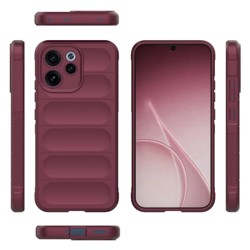 For Oppo Reno15 F 5G Case Anti-Drop Soft TPU Rugged Phone Back Cover - Wine Red