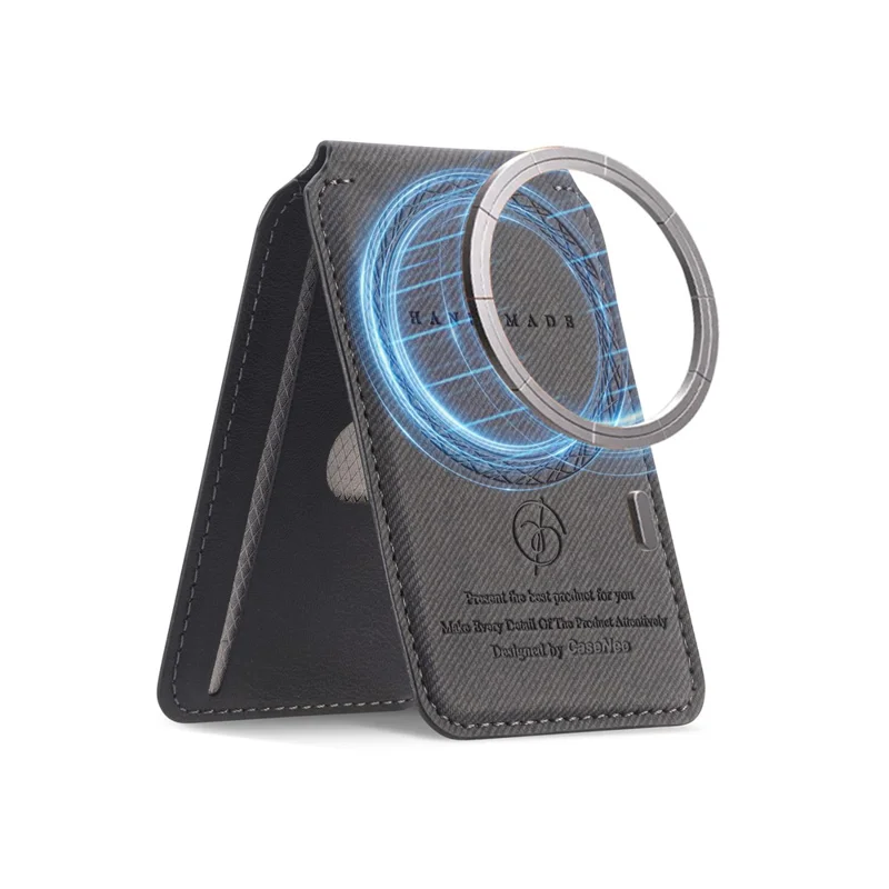 For Samsung Galaxy Z Fold7 5G Magnetic Case TPU PU Leather PC Protective Phone Cover with Detachable Card Holder Kickstand - Black