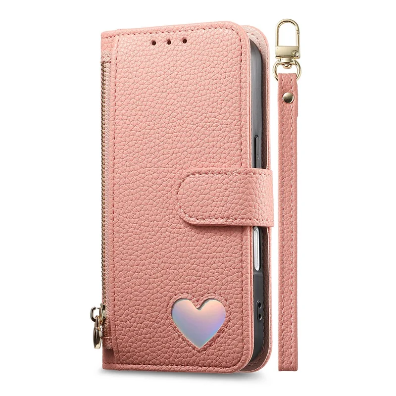 Phone Case For Google Pixel 10 Pro  /  Pixel 10 Zipper Pocket TPU PU Leather Wallet Phone Cover with Strap - Pink