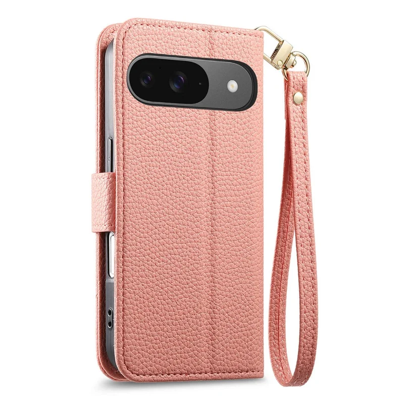 Phone Case For Google Pixel 10 Pro  /  Pixel 10 Zipper Pocket TPU PU Leather Wallet Phone Cover with Strap - Pink