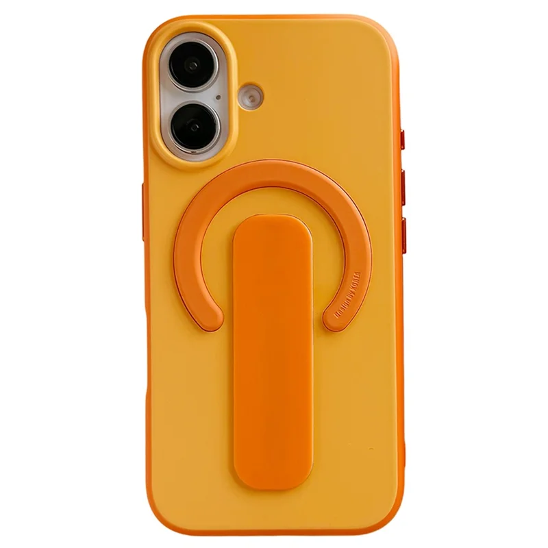 Coque pour iPhone 17 compatible avec MagSafe, support coulissant, texture douce au toucher, couleur contrastée, en silicone TPU PC - Orange