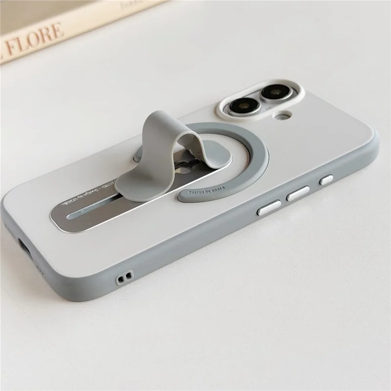 Coque pour iPhone 17 compatible avec MagSafe, support coulissant, texture douce au toucher, couleur contrastée, en silicone TPU PC - Orange