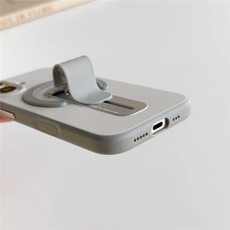 Coque pour iPhone 17 compatible avec MagSafe, support coulissant, texture douce au toucher, couleur contrastée, en silicone TPU PC - Orange