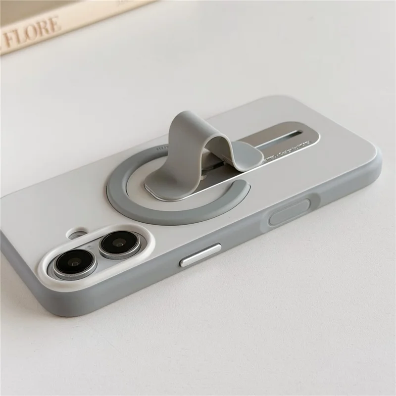 Coque pour iPhone 17 compatible avec MagSafe, support coulissant, texture douce au toucher, couleur contrastée, en silicone TPU PC - Orange