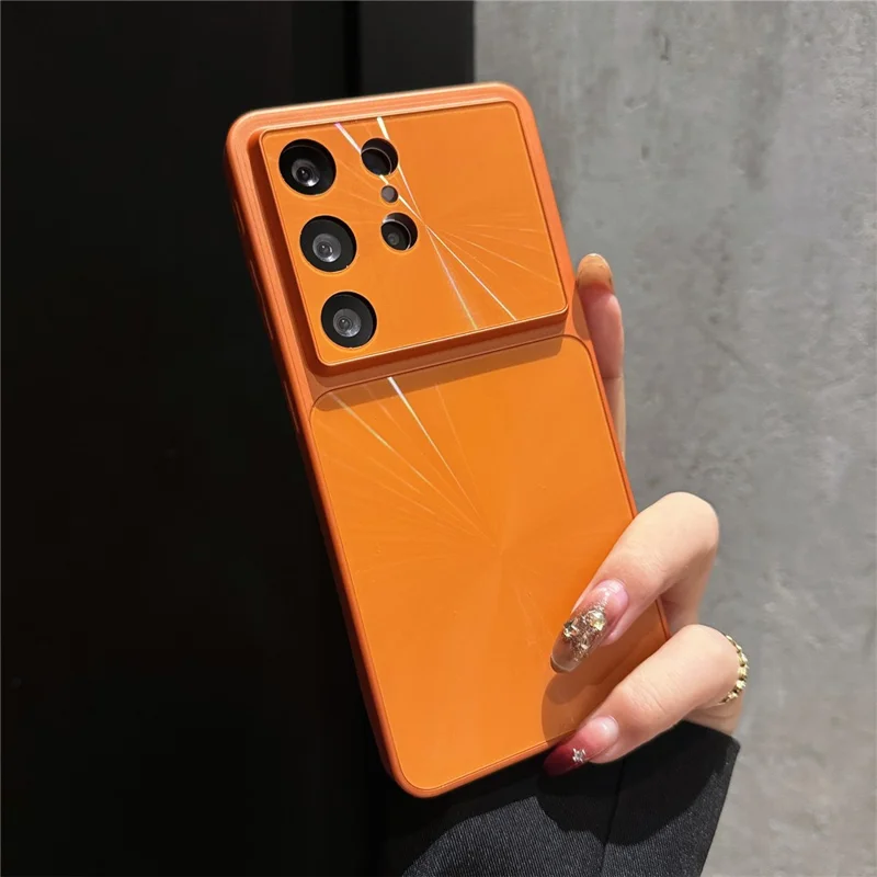 Funda para Samsung Galaxy S26 Ultra con Diseño de Venas CD, Funda Trasera Delgada y a Prueba de Golpes de PC - Naranja