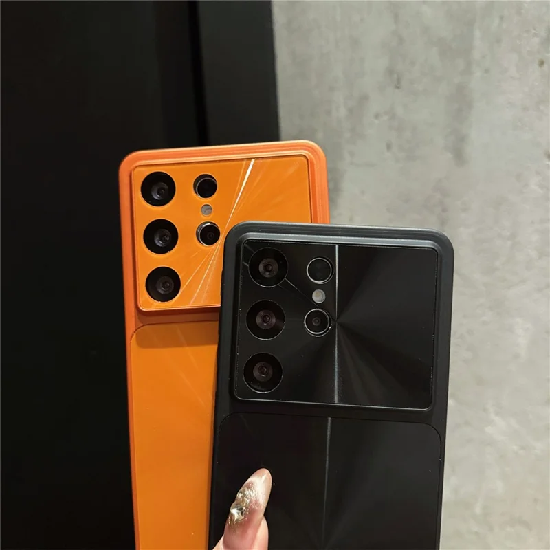 Funda para Samsung Galaxy S26 Ultra con Diseño de Venas CD, Funda Trasera Delgada y a Prueba de Golpes de PC - Naranja