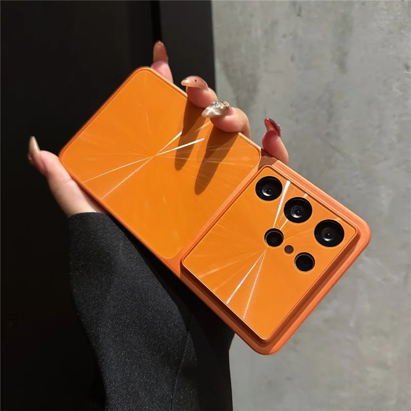 Funda para Samsung Galaxy S26 Ultra con Diseño de Venas CD, Funda Trasera Delgada y a Prueba de Golpes de PC - Naranja