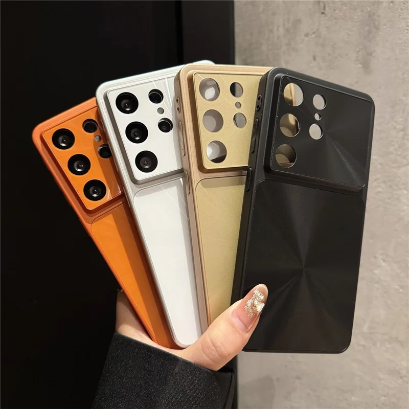 Funda para Samsung Galaxy S26 Ultra con Diseño de Venas CD, Funda Trasera Delgada y a Prueba de Golpes de PC - Naranja