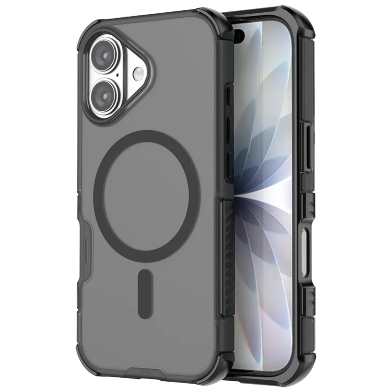 Für iPhone 17 Magnetische Hülle Matt Skin-Touch TPU PC Anti-Drop-Handyhülle Kompatibel mit MagSafe - Schwarz