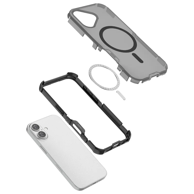 Für iPhone 17 Magnetische Hülle Matt Skin-Touch TPU PC Anti-Drop-Handyhülle Kompatibel mit MagSafe - Schwarz