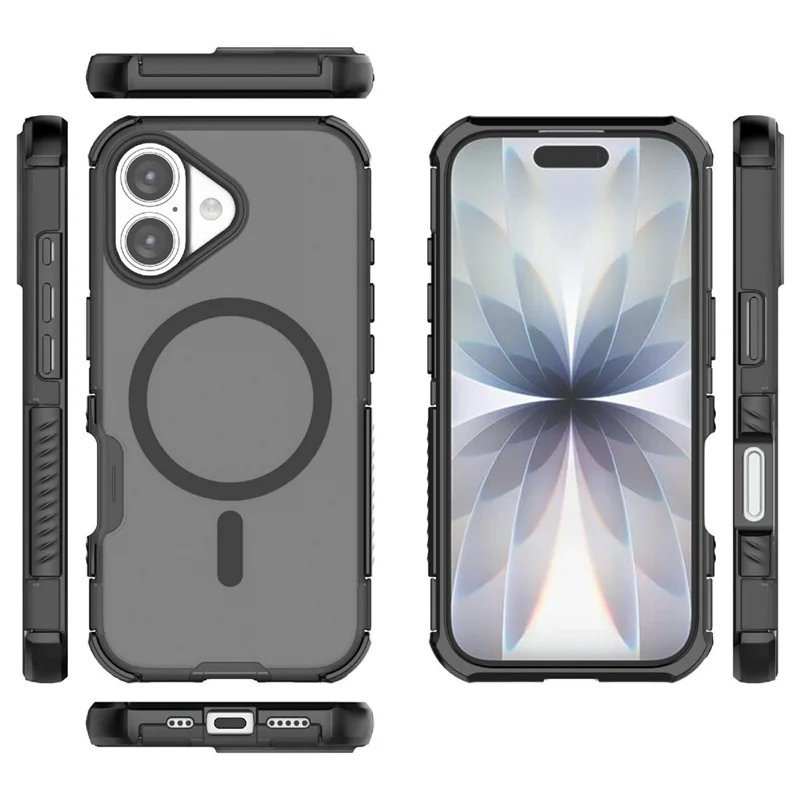 Für iPhone 17 Magnetische Hülle Matt Skin-Touch TPU PC Anti-Drop-Handyhülle Kompatibel mit MagSafe - Schwarz