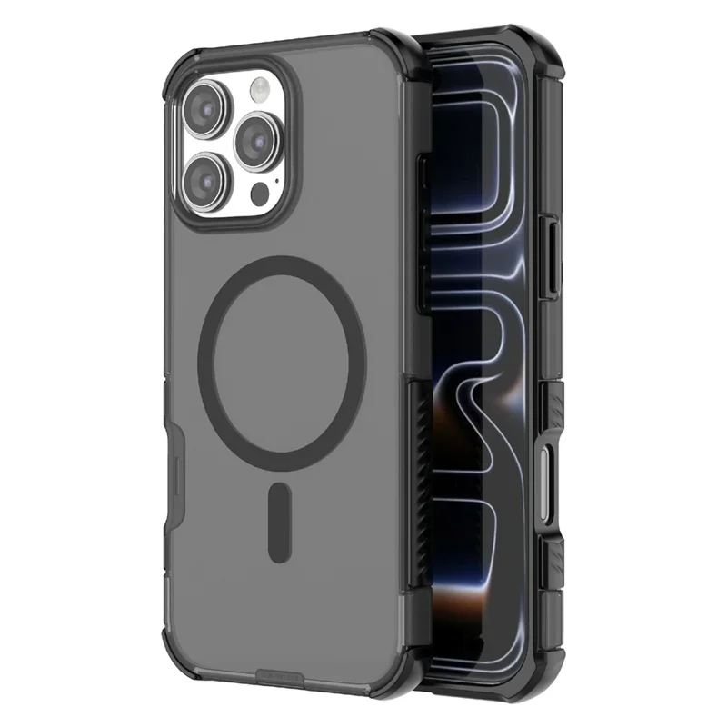 For iPhone 17 Pro Max Magnetic Case Matte Skin Touch TPU PC Anti Drop Phone Cover Compatible with MagSafe - Black