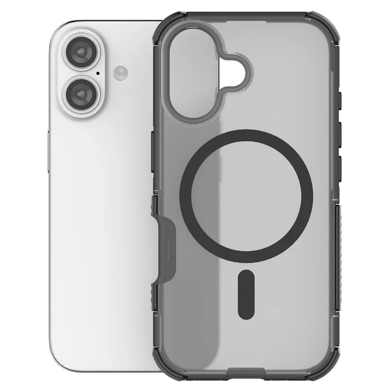 For iPhone 16 Magnetic Case Matte Skin Touch TPU PC Anti Drop Phone Cover Compatible with MagSafe - Black