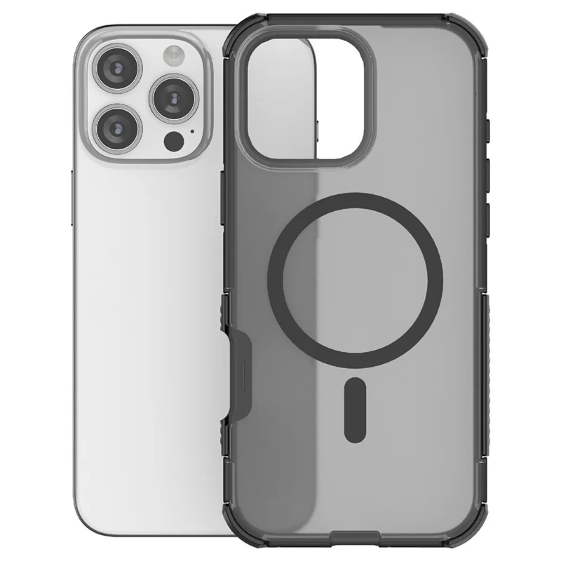 For iPhone 16 Pro Max Magnetic Case Matte Skin Touch TPU PC Anti Drop Phone Cover Compatible with MagSafe - Black