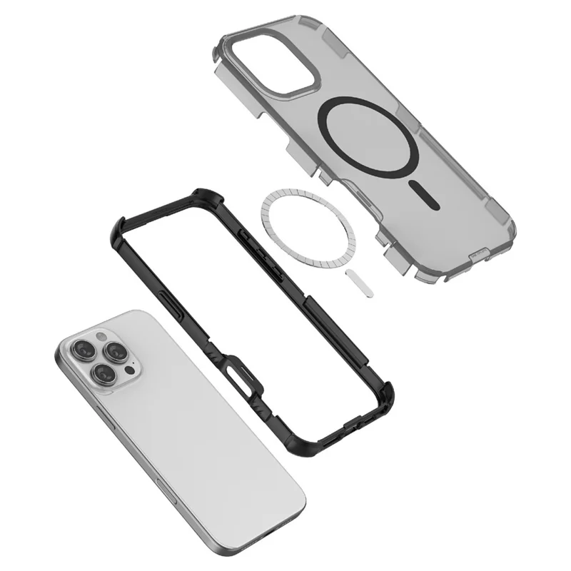 For iPhone 16 Pro Max Magnetic Case Matte Skin Touch TPU PC Anti Drop Phone Cover Compatible with MagSafe - Black