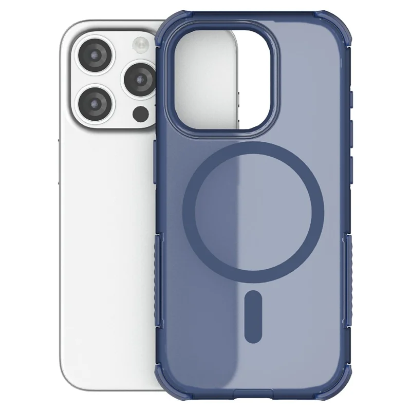 For iPhone 15 Pro Magnetic Case Matte Skin Touch TPU PC Anti Drop Phone Cover Compatible with MagSafe - Blue