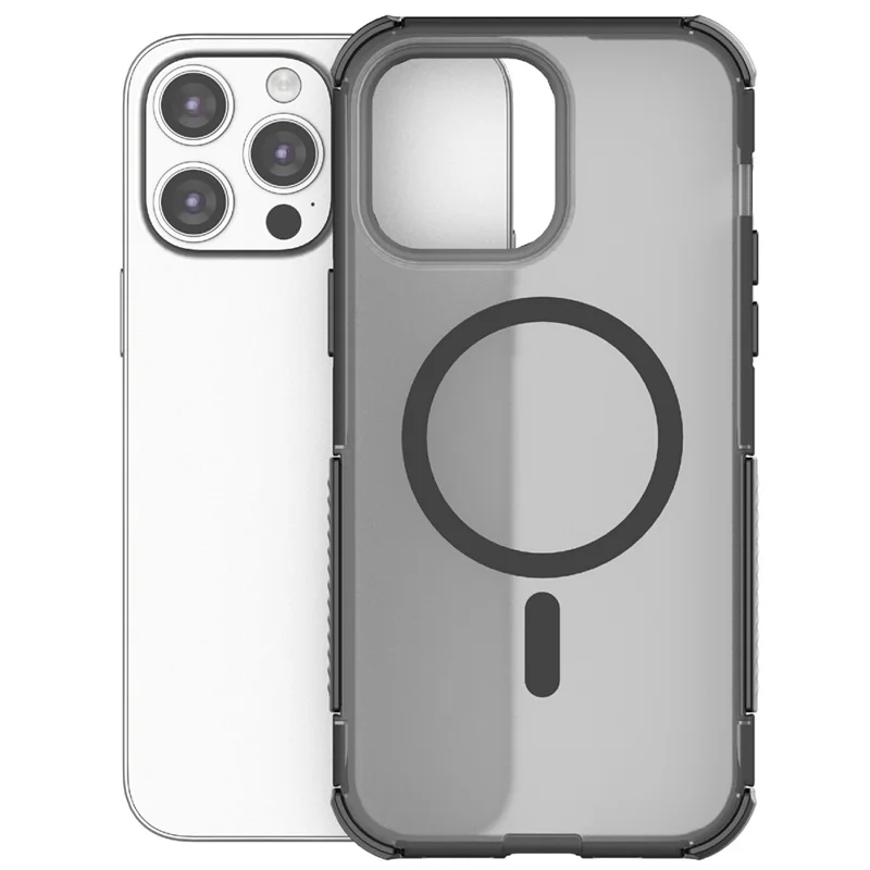 For iPhone 14 Pro Max Magnetic Case Matte Skin Touch TPU PC Anti Drop Phone Cover Compatible with MagSafe - Black