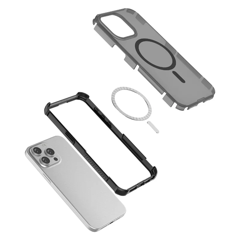 For iPhone 14 Pro Max Magnetic Case Matte Skin Touch TPU PC Anti Drop Phone Cover Compatible with MagSafe - Black