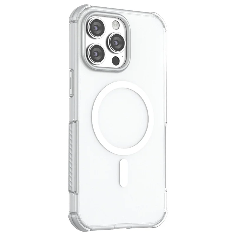 For iPhone 14 Pro Max Magnetic Case Matte Skin Touch TPU PC Anti Drop Phone Cover Compatible with MagSafe - White