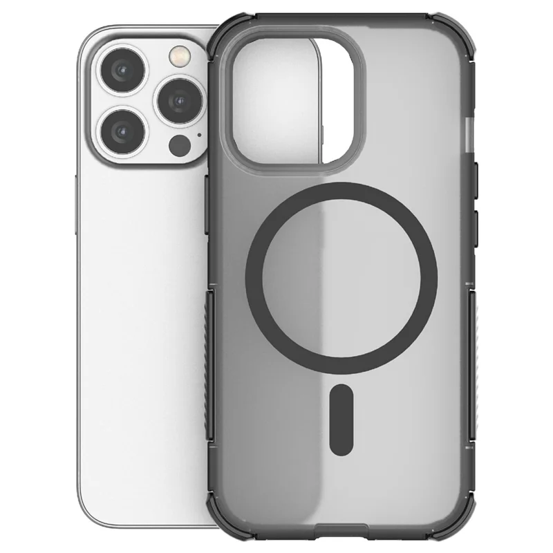 For iPhone 13 Pro Magnetic Case Matte Skin Touch TPU PC Anti Drop Phone Cover Compatible with MagSafe - Black