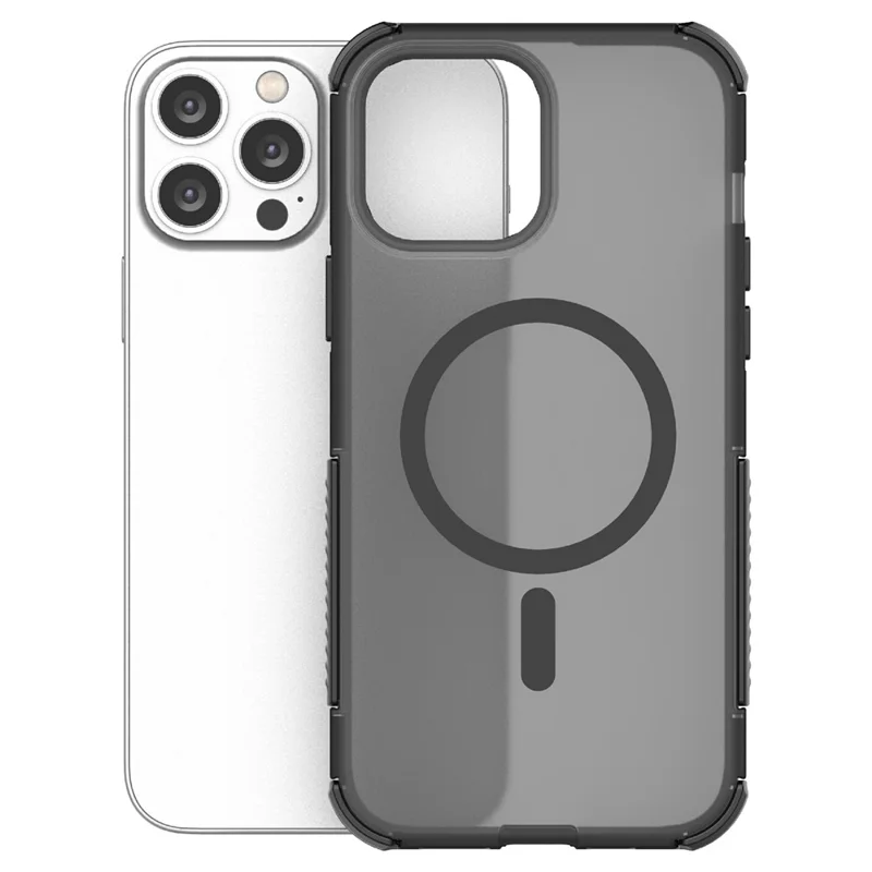 For iPhone 13 Pro Max Magnetic Case Matte Skin Touch TPU PC Anti Drop Phone Cover Compatible with MagSafe - Black