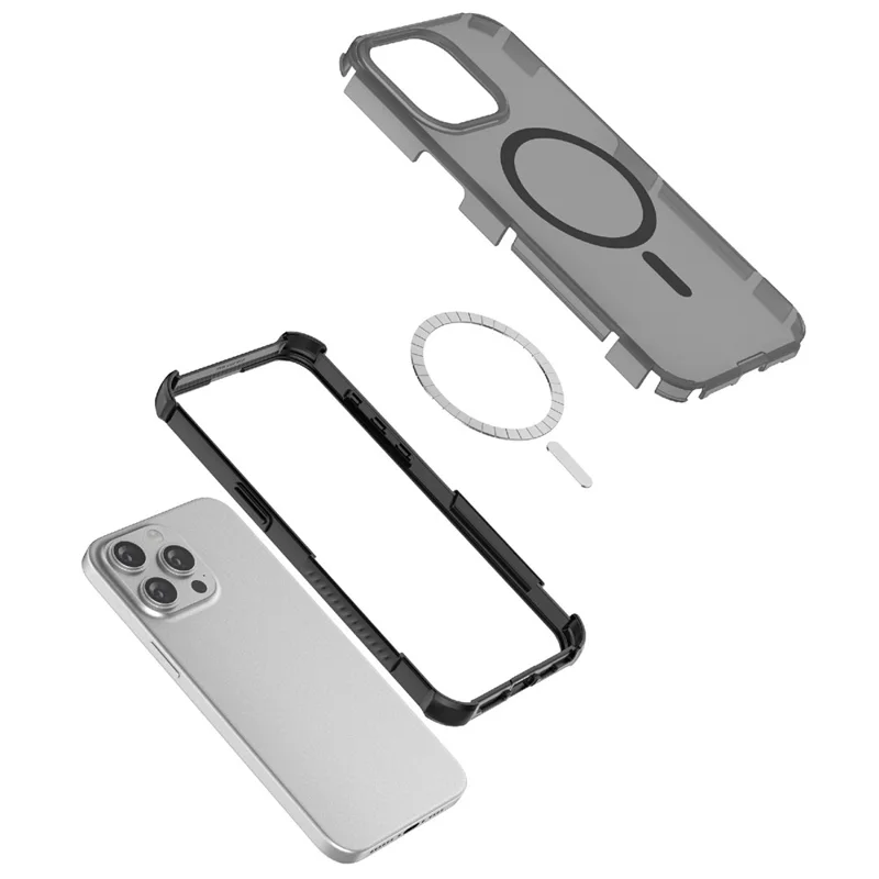 For iPhone 13 Pro Max Magnetic Case Matte Skin Touch TPU PC Anti Drop Phone Cover Compatible with MagSafe - Black