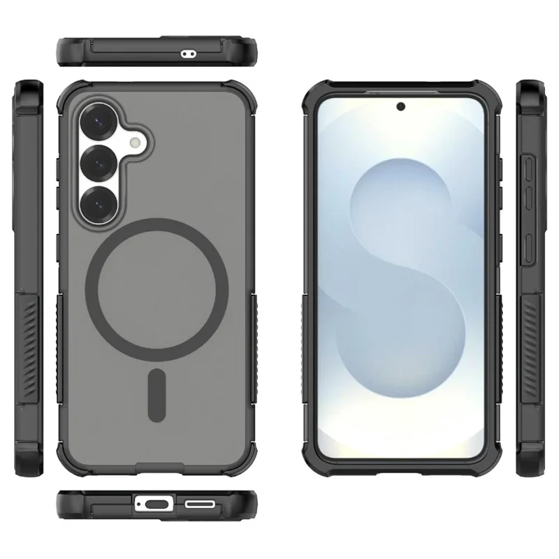 For Samsung Galaxy S25 Magnetic Case Matte Skin Touch TPU PC Anti Drop Phone Cover - Purple